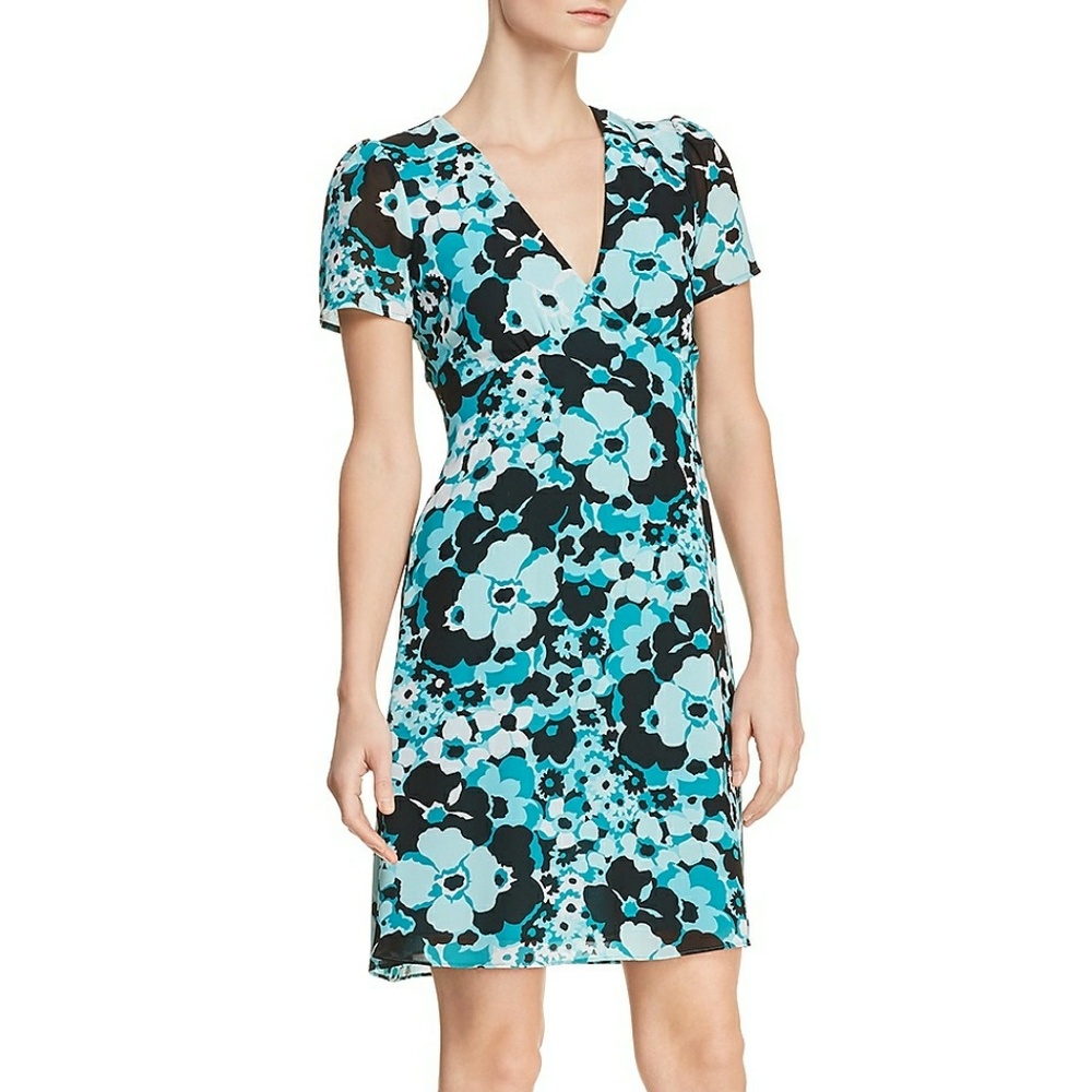 Michael Kors Floral Print V-Neck Dress